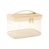 RSRSLEII Boho Large Clear PVC Waterproof Makeup Bag with handle, Transparent Zipper Cosmetic Bag for Travel, Beach Bag for Sun s