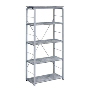 Benjara Industrial Bookshelf With 4 Shelves And Open Metal Frame, Gray And Silver