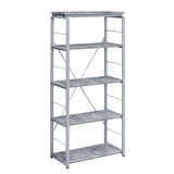 Benjara Industrial Bookshelf With 4 Shelves And Open Metal Frame, Gray And Silver
