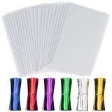 LEOSINDA 50 pcs Clear Cellophane Treat Bags 8 X12 Clear Plastic Cellophane Bags with 6 Mix Colors Twist Ties for Gift Wrapping,P