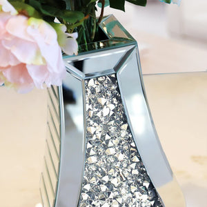 ALLARTONLY Crushed Diamond Mirror Vase Crystal Silver Glass Stunning Decorative Vase Flower Luxury for Home D cor. Cant Hold Wa
