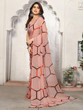 Satrani Georgette Womens Geoegette Floral Print Saree With Unstitched Blouse Piece (3112S2154Na_Light Brown1)