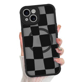 KANGHAR for iPhone 13 Case Checkered Matte Aesthetic Cute Pattern Magnetic [Compatible with Magsafe] Slim Shockproof Full Body P