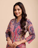 Anni Designer Women'S Rayon Blend Straight Printed Kurta With Pant (Mandi Wine_S_Wine_Small),Wine,S,,,