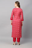 Gosriki Women'S Cotton Blend Straight Printed Kurta With Pant (Dravini Red_Xl-Go_Red_X-Large),Red,,B0BBM2ZSQP