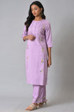 W For Woman Women'S Viscose Regular Kurta (23Few18933-218673_Petal Purple Purple 3Xl
