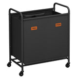SONGMICS 2-Section Laundry Sorter, Laundry Hamper with Wheels, Rolling Clothes Hamper Cart with Large Capacity and Removable Bag