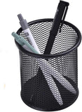 COZIESS Black Metal Pen and Pencil Holder for Desk, Mesh Office Supply Organizer Cup, Desktop Stationery Storage Container for S