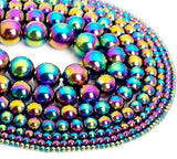 Zenkeeper Rainbow Hematite Gemstone Beads for Jewelry Making 10 MM Hematite Gemstones Loose Stone Beads 35-38 PCS
