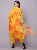Anni Designer Women'S Cotton Blend Straight Embroidered Kurta With Pant & Dupatta (Gomti Yellow-Nw_S_Yellow_Small),Yellow,S,,,