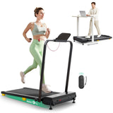 UREVO Walking Pad, 9% Incline Under Desk Treadmill with HIIT Program for Home and Office, 3 in 1 Foldable Treadmill with Remote 