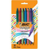 BIC Soft Feel Retractable Ballpoint Pen with 1.0 mm Medium Point and Comfortable Grip, 18-Count in Assorted Ink Colors