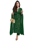 Anni Designer Women'S Rayon Blend Straight Printed Kurta With Pant & Dupatta (Turae Green_S_Green_Small),Green,S