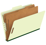 Pendaflex Pressboard Classification File Folders, 2 Dividers, 2 Embedded Fasteners, 2/5 Tab Cut, Legal Size, Light Green, Box o