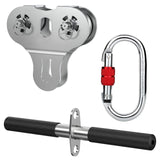 Fologtoo Zipline Pulley, Heavy Duty 304 Stainless Steel Zipline Trolley with Handle for 1/4 to 3/8 Cable, Tandem Speed Double Pu