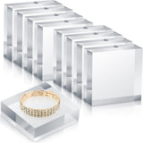 Vicenpal 8 Pcs Acrylic Square Display Block Clear Polished Cube Jewelry Stand Solid Acrylic Pedestal Stand Crystal Ring Showcase