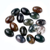 Fashewelry 20Pcs Natural Oval Moss Agate Flat back Gemstone Cabochons 14x10mm Healing Chakra Crystal Stone Bead Cab Covers No Ho
