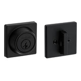 Kwikset 660 Contemporary Deadbolt Deadbolt Lock, Matte Black Square Exterior Keyed Front Entry Door, Pick Resistant SmartKey Rek