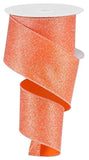 RG Ribbon 2.5 Orange Iridescent Glitter Wired Edge Ribbon for Bows, Wreaths, Gift Wrap, Crafts, and Decorations (Orange, 2.5 Wid