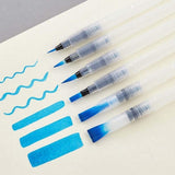Bolt Bee Water Brush Pen Set, 6 Pieces, Round And Flat Tips In Fine Medium Large Sizes, For Watercolour Painting, Calligraphy, I