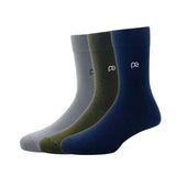 Peter England MenS Cotton Solid Full Length Socks (Pack Of 3), Multicolor