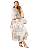 Anni Designer Women'S Cotton Blend Straight Printed Kurta With Pant (Nenisha Cream-Jl_3Xl_Cream_Xxx-Large),Cream,3XL