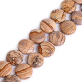 GEM-Inside Natural 20mm Coin Picture Jasper Gemstone Loose Beads Energy Stone Handmade Beads for Jewelry Making Jewelry Beading 