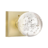 HIEMEY Glass Door Knobs Interior, Crystal Door Knobs with Lock, Privacy Gold Door Knob for Bedroom/Bathroom, Round Clear Bubble,