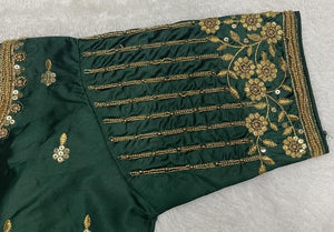Vihu Fashion Women'S Readymade Bridal Embroidery Blouse Multi Coding Maggam Work Moti Work Indian Ethnic Designer Stitched Readymade Saree Half Sleeve Green Blouse For Women For Saree Lehenga Choli Green 38