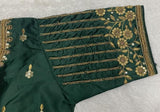 Vihu Fashion Women'S Readymade Bridal Embroidery Blouse Multi Coding Maggam Work Moti Work Indian Ethnic Designer Stitched Readymade Saree Half Sleeve Green Blouse For Women For Saree Lehenga Choli Green 38