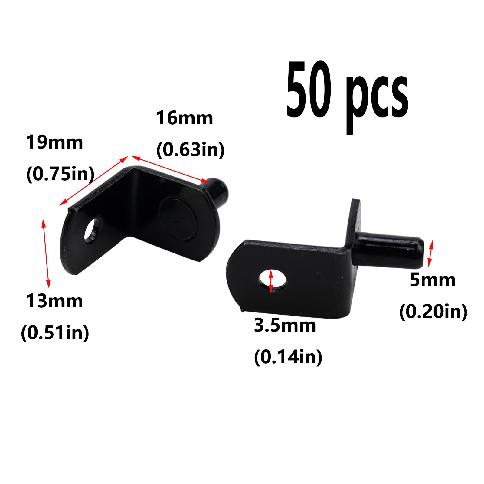 Risbay 40PCS Black 0.2 Stainless Steel Cabinet Shelf Pegs Support Cabinet Shelf Pins L Shape Furniture Replacement Peg with Ca