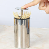 Toothpick Holder, Automatic Stainless Steel Toothpick Holder Dispenser Click Open, Modern Toothpick Storage Box for Bamboo Tooth