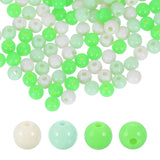 HARFINGTON 100pcs Cream Green Acrylic Round Beads 6mm Dia 1.9mm Hole Plastic Resin Smooth Balls Loose Bead for Jewelry Making Br