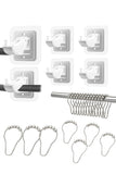 BKQPTL No Drill Curtain Rod Brackets Self Adhesive Curtain Rod Holder Hook Nail Free Curtain Hanger (6PCS Transparent) with Stai