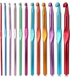 12 Pcs Crochet Hook Set 2.08.0 Mm Multicolor Aluminium Knitting Needles Kit With Ergonomic Grip Smooth Metal Crochet Needles 