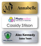 Custom Name Tags w/Scratch Resistant Metal Front & Hard Plastic Back (1.25 x 3 Inch, Silver)