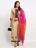 Gosriki Women'S Cotton Straight Kurta And Palazzos & Dupatta (My-Hit-Beige_M_Beige_Medium),Beige,,B09HGJH652