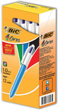 BIC 4Color Ballpoint Retractable Pen, Assorted Ink, Medium, Pack of 12