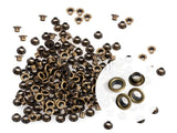 CRAFTMEMORE 2MM Hole 200PCS Tiny Grommets Eyelets Self Backing for Bead Cores, Clothes, Leather, Canvas (Antique Brass)