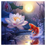 hill froeistung Lotus Flower Diamond Art Painting Kits for Adults,Fish Diamond Art for Beginners, 5D DIY Full Drill Round Gem Ar