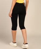 Nifty Women'S Denim Stretchable Slim Fit Capris (Cpri_Pln_Blk_34_Black_34)