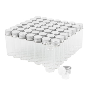 15ml Glass Vials with Screw Caps and Plastic Stoppers, Small Clear Liquid Sample Vial, Leak-Proof Vial, 50PCS