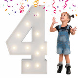 3FT Light Up Numbers Letters, Mosaic Numbers for Balloons, Marquee Light Up Letters, Giant Mosaic Balloon Number 4 for 4th 40th 