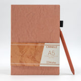 Kitabby | Crinkle Series | A5 Size | Flexible Bound Notebook With Pen | 160 Pages | 100 Gsm Natural Shade Paper | Pu Cover With 