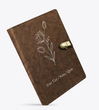 Brown Cloud Personalized Abstract Matt Finish Ruled Leather Cover Notebook/Diary With Lock,Uv Printed Personalised/Customized Me