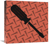 Hand Tools - Flathead Screwdriver And Screws-Canvas Art-18X18