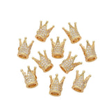 LiQunSweet 10 Pcs Brass Cubic Zirconia CZ Stone Loose Beads Long-Lasting Golden Plated Crown Spacer for Jewelry Making and Craft