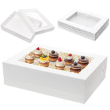 Mefleet 16pcs 19x14x5 Half Sheet Cake Boxes with Window Rectangle 1/2 Sheet Bakery Boxes for Pastry Baking Cake, Cupcakes, Donut