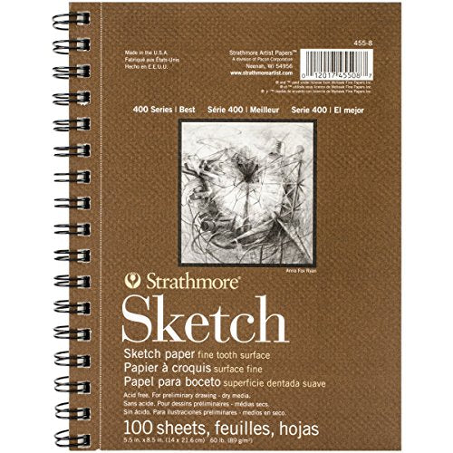 Strathmore 455-8 Strath Sketch S 400 5.5X8.5100Sht60Lb, 5.5'' X 8.5'', White, 100 Count
