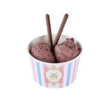 Coppetta 8 Ounce Dessert Cups, 50 Greaseproof Ice Cream Cups - Lids Sold Separately, For Hot And Cold Foods, Pink And Blue Strip